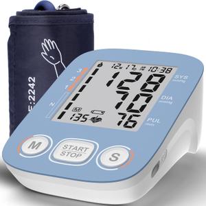 Blood Pressure Monitor, Automatic Upper Arm Blood Pressure Monitors for Home Use with Large Cuff, Blood Pressure Machines with 500 * 2 Sets Memories, Support 2 Users(Blue)