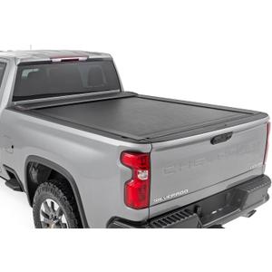 Rough Country Retractable Tonneau Truck Bed Cover for Chevy Silverado & GMC Sierra 2500HD/3500HD (2020-2025) - Fits 6'9 Bed, Weather-Resistant, Sleek Sliding Design