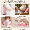 Pregnancy Pillows for Sleeping, Memory Foam W Shaped Maternity Pillow for Pregnant Women, Adjustable Travel Pregnancy Wedge Pillow with Cooling Removable Washable Cover, Support for Belly, Back(Pink)