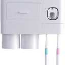 Wall-Mounted Toothbrush Storage Rack with Toothpaste Dispenser Gray Bathroom Organizer for Toothbrushes & Cups (2 Cup Gray (24.4x11.3x20cm/9.6x4.4x7.9in))