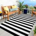 OLANLY Black and White Striped Rug 5' x 8' – Washable Cotton Indoor Outdoor Doormat for Front Door, Entryway, Kitchen, Porch, Patio Decor