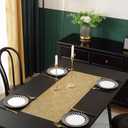 Gold Heat-Resistant Table Runner Non-Slip Waterproof Table Runner– 2 Pack, 36 x 13 Inch Decorative Table Runners for Dining Table, Parties & Elegant Home Decor (2, Gold)