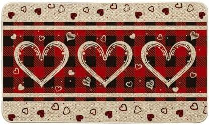 Buffalo Plaid Love Valentine's Doormat for Home Entrance Indoor Outdoor,Garage and Garden Outside Entryway Floor Mat,Non Slip,Easy Clean 16 * 24Inch