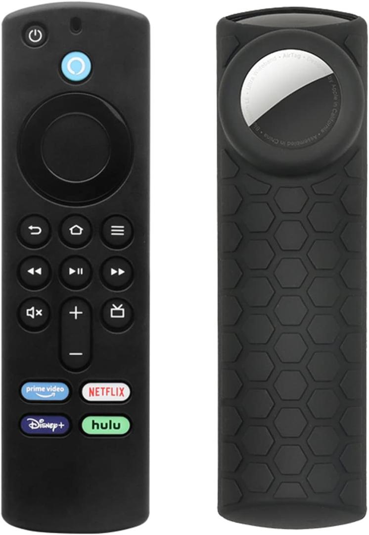 Compatible Alexa 3rd Gen Remote Cover with Holder, 2 in 1 Silicone Protective Sleeve for Holder and TV 3rd Gen Remote Control, Black