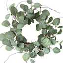 idyllic Eucalyptus Leaves Wreath Metal Polyester Green Wreath 14 Inches for The Front Door Décor, 3 Pack