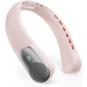 Portable Neck Fans that Blow Cold Air, 3 Speed Settings, Wearable Bladeless Neck Fan, Rechargeable 360Personal Fan Neck Cooler with 4000mAh Battery, Lightweight-QuietBirthday Gift for Women-Pink