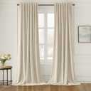 MIULEE Cream Beige Velvet Curtains 90 inches Long 2 Panels - Luxury Pinch Pleated Room Darkening Window Drapes for Bedroom Living Room Thermal Insulated Super Soft, Back Tab Rod Pocket Elegant Decor