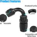 AN10 120 Degree Hose End Fitting Elbow Bend Swivel Connector for Braided Nylon Aluminum Black 2PCS