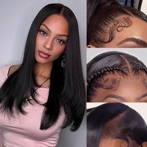 SOPSFR 13x6 Lace Front Wigs Human Hair Pre Plucked 200% Density Straight Lace Front Wigs Human Hair For Women HD Transparent Lace Wigs Human Hair With Baby Around Natural Hairline 22 Inch