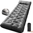 KASBAH Camping Sleeping Pad, 6 inch Thick Inflatable Camping Mattress with Built-in Foot Pump and Pillow, Ultralight Sleeping Mat Backpacking Gear for Outdoor Hiking, Camping, Traveling and Tent
(Single, Grey)