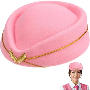 Stewardess Hat Flight Attendant Costume Accessory Air Hostess Uniform Cap Cosplay Headwear for Airline Themed Parties Halloween Dress up 1 Count 7.87 X 7.08 X 3.14 in