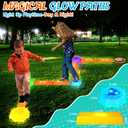 Stepping Stones for Kids, Light Up Interlocking Balance Beam and Non-Slip Toddler Balance Stones, Obstacle Course Sensory Toys with Game Spinner and Card for Indoor Outdoor School Family Play