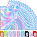 100 PCS Mylar Holographic Bags, MINI Resealable Bags, Scent Proof Bag, Bracelet Bag, Small Gift Baggies for Dulces, Lipgloss, Eyelash, Jewelry Packaging | 2.4x3.9 Inch