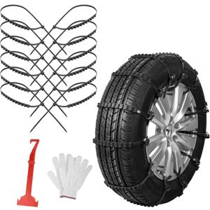 Qoosea Snow Chains Tire Chains for Car, Trucks, SUV Universal Emergency Snow Tire Chains, Adjustable Anti-Slip Tire Cables & Universal Fit (12 Pcs Black Plastic)