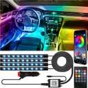 Car Interior Lights, 12V LED Strip Lights with Cigarette Lighter Adapter, Ambient Car Lighting Kit, App & Remote Control Music Sync Color Change Strip Lights for SUVs & Trucks (48LED Beads)