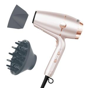 INFINITIPRO BY CONAIR SmoothWrap Hair Dryer with Diffuser | Blow Dryer for Less Frizz, More Volume and Body | With Advanced Plasma and Ceramic Technology | Pink Champagne (1 Count (Pack of 1))