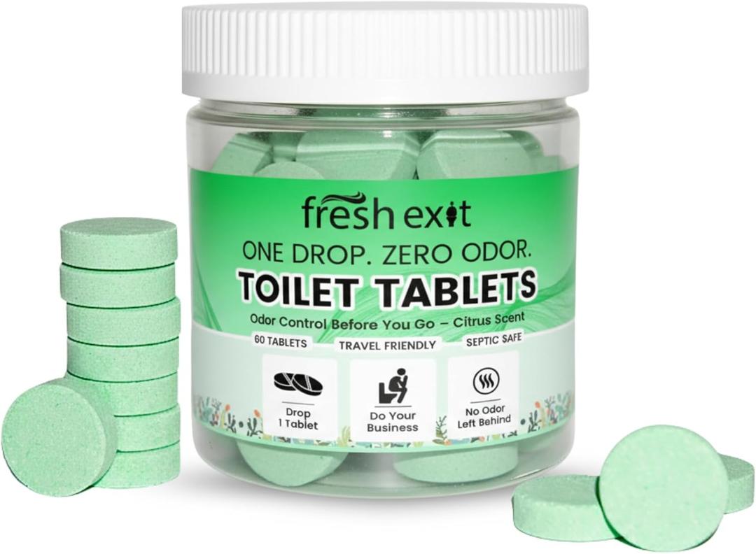 Toilet Deodorizer Tablets  Drop One In and Go  60 Count Citrus Scent  Odor Elimination for Bathroom  Replaces Toilet Spray  Long Lasting  Fresh Bowl Freshener