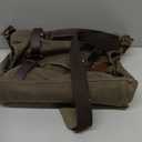 Vintage Genuine Leather Waxed Canvas Briefcase Large Satchel Shoulder Bag Rugged Computer 15.6" Laptop Bag