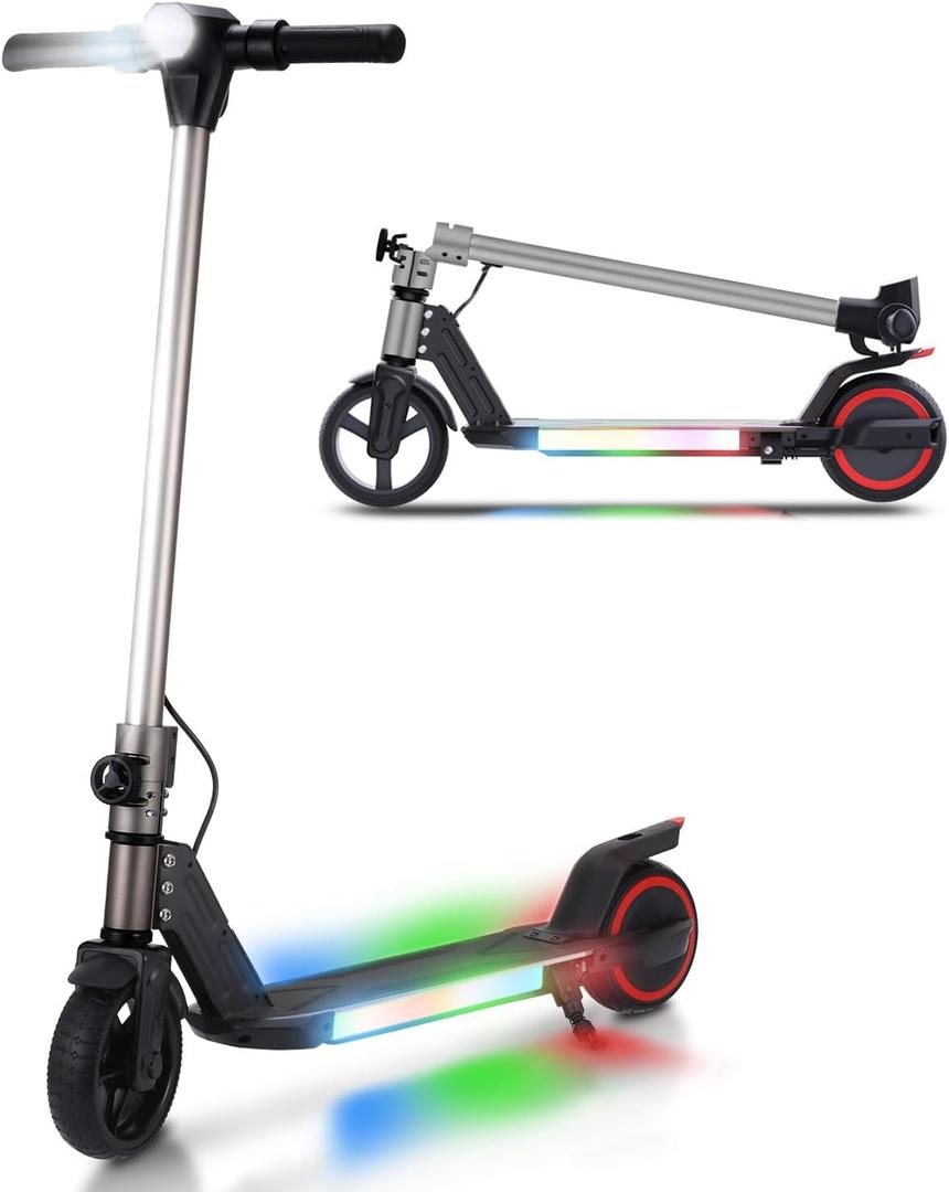 Foldable Electric Scooter for Kids, with Bright Front LED Lights,Shining Pedal, LED Display, Dual Brakes 150W Motor Kids Electric Scooter, UL2272 Certified