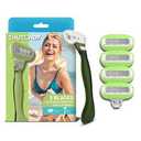 Avocado Green Basic 5-blade Razors for Women - 1 Razor with 4 Refills, 5 Pack 