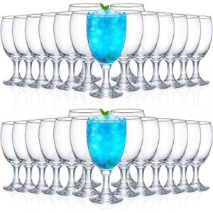 Patelai Set of 30 Water Goblet, 16 oz Clear Drinking Glasses Bulk Dishwasher Safe, Stemmed Water Glass for Juice Wine Beer Tea Sangria Cold Beverages, Reusable Glassware for Home Party Restaurant