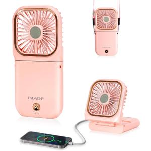 FADACHY Portable Handheld Fan Outdoor Power Bank Mini Fan 3000mAh USB Phone Holder, Handheld Pink Lovely Rechargeable