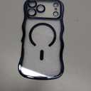 BENTOBEN for iPhone 17 Pro Max Case Clear, [Compatible with MagSafe][Full Camera Protection][Cute Wave Frame][DIY Glitter Cardstock] Electroplated Wavy Shockproof 17ProMax Phone Case 6.9", Deep Blue