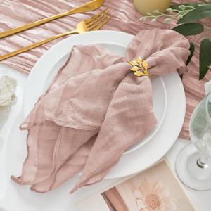 12 Pack Cheesecloth Napkins 20"x20" Dusty Pink Boho Gauze Cheese Cloth Napkins Bulk Rustic Dinner Table Decor for Wedding Bridal Baby Shower Party