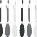 7-Inch Silicone Tongs Pack of 6, Small Stainless Steel Tongs with Silicone Tips for Cooking, Serving, BBQ, Grilling, Salad, Buffet, Party (7", Black/Gray/White)