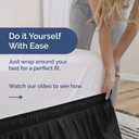 Wrap Around Dust Ruffle Bed Skirt - Black - for Queen Size Beds with 12 Inch Drop - Easy Fit Elastic Strap - Adjustable Pleated Bedskirt w/Brushed Fabric - Wrinkle Free - for Women, Men, Kids & Teens