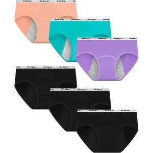 Girls' Period Underwear, LeakProof Cotton Panties for Teens, 12-14 Y