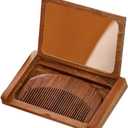 Pocket Mirror with Comb,Wooden Folding Mirror and Comb Set, Vintage Portable Travel Mirror with Hair Comb, Small Handheld Makeup Mirror for Purse,Hairstyling Tool,Unique Gift for Women
