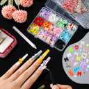 Colorful Macaron Nail Charms Kit, 4 Boxes Pastel Rhinestones Bowknot Flowers & Colorful Nail Art Accessories,Bedazzling Kit Multi-colored 3D DIY for Press On Nails,DIY Manicure