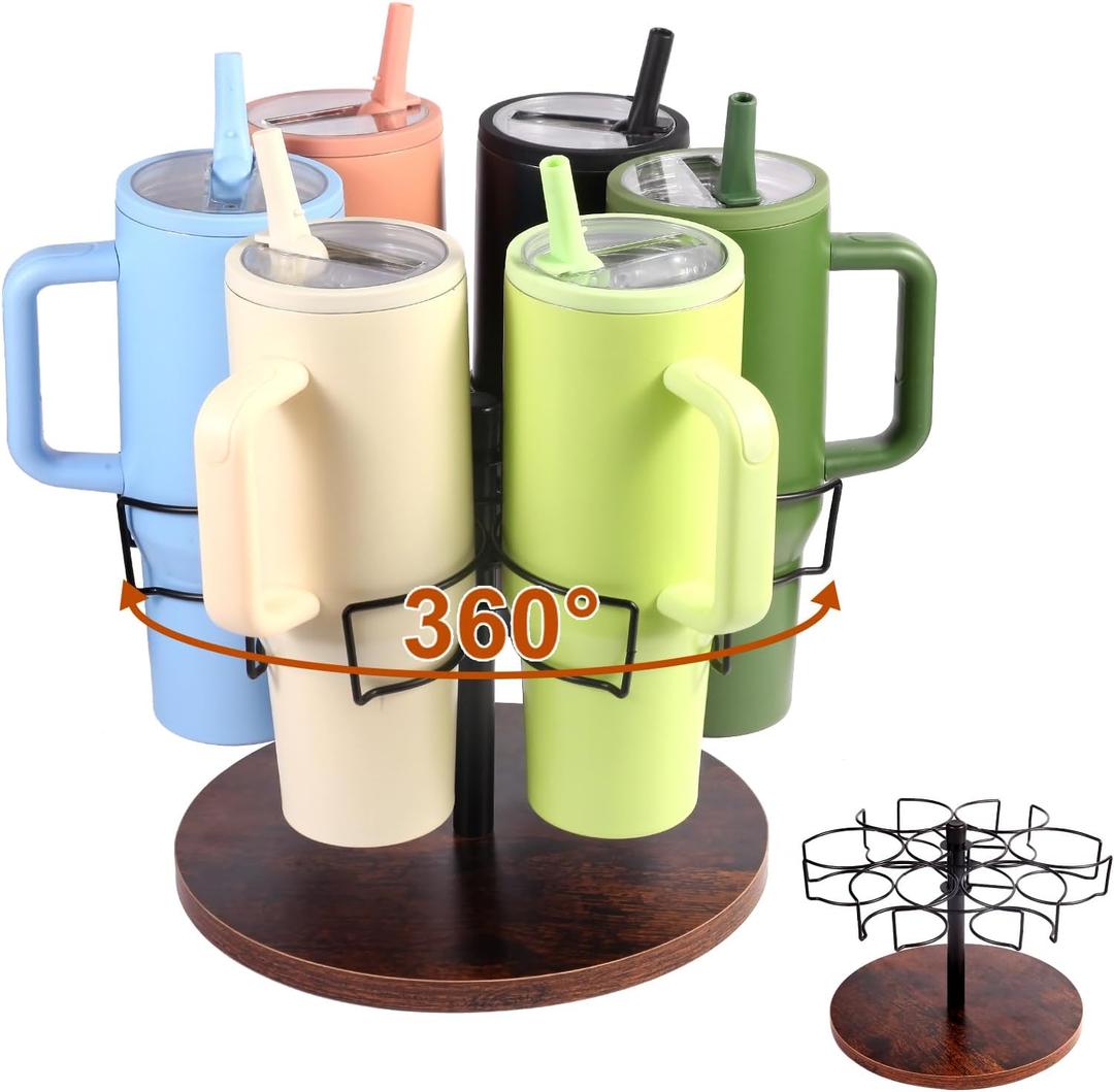 Water Bottle Organizer for Cabinet for Stanley 40 oz Rotatable Tumbler 0rganizer with 6 SlotsVertical Bottle Holder for Home Countertop for Stanley & Others' Large Tumbler Organization