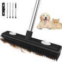 Pet Hair Remover Carpet Rake Reusable Rubber Broom with Squeegee for Sweeping Pet Hair Removal Tool 59" Long Handle Cat and Dog Hair Remover for Rugs, Carpet, Hardwood Floor, Tile