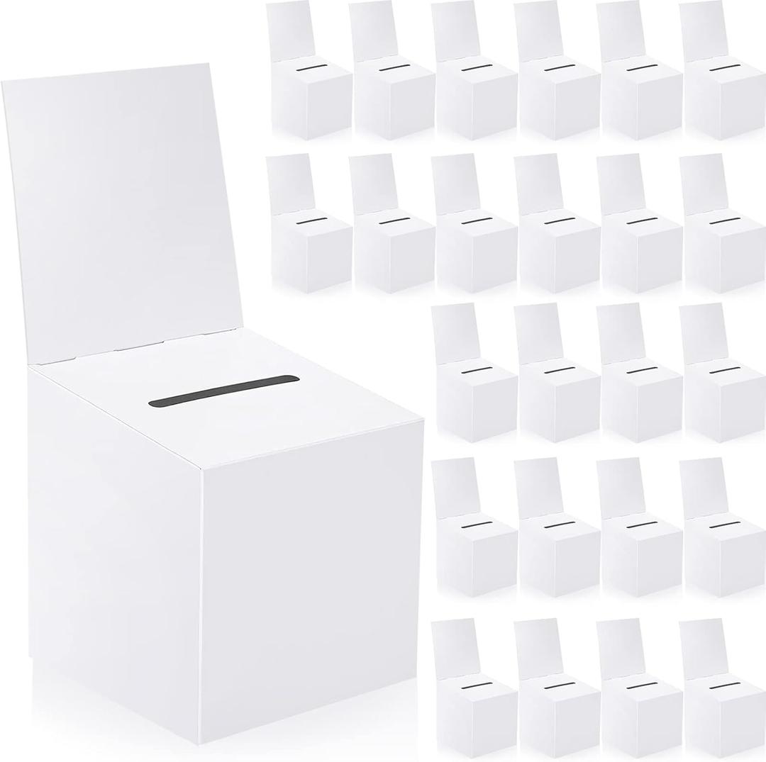 24 Pack Raffle Boxes Ballot Box with Slot, Cardboard Raffle Ticket Box with Slot, 6 x 6 x 6 Inch