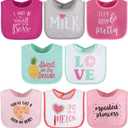 The Peanutshell Baby Girl Terry Bib Set of 8-100% Cotton, Soft, Absorbent Baby Bibs, Toddler Girl Set, Newborn & Infant Bib - Pink