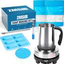 ZMSIB Soap Making Kit with 900ml Stainless Steel Melting Pot | All-in-One DIY Soap Making Kit with Silicone Mold | Digital Thermometer | Soap Base | Mixing Spoon | Heat Resistant Mat & Electric Stove
