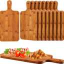 Nuenen 10 Pcs Wood Cutting Board with Handle 15.7 x 7.8 Inch Acacia Bamboo Wooden Serving Kitchen Chopping Boards for Pizza, Bread, Cheese, Charcuterie, Fruit, Vegetables (Carbonized Bamboo)