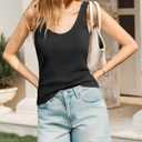 Tankaneo Womens V Neck Tank Tops 2026 Sleeveless Ribbed Knit Shirts Summer Casual Sexy Sweater Vest (Black, L)