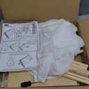 Humble Crew 4-Tier Kids Bookshelf, Grey Wood/White - Premium Book Shelf for Kids Rooms with Four Deep Pockets - Toddler Sling Book Rack with Deep Sleeves, Nursery Bookcase Organizer, Natural Wood/White