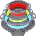 Collapsible Colander Set with Oversized Draining Tray | 3-Pack Foldable Kitchen Strainers + Base | Space Saving for Pasta, Veggies, Fruit & Rice | 5 Colors (Gray-Blue-Red-Green)