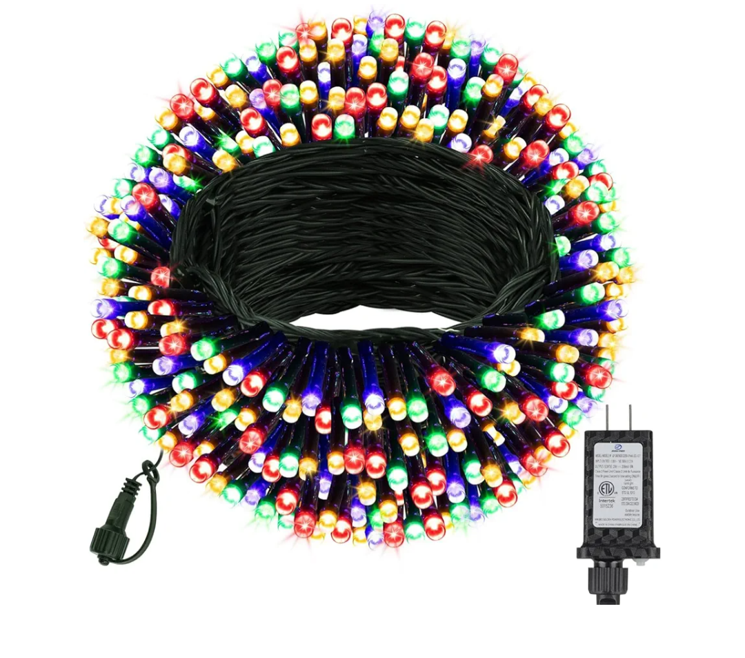 100 LED Christmas String Lights, 33 FT Connectable Waterproof String Lights Green Wire with Timer Memory Function & 8 Modes, for Indoor Outdoor Xmas Trees Party Garden, 33 FT Multicolor