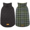 Kuoser Waterproof Dog Coat, Reversible Dog Jacket for Large Dogs, Adjustable Durable Doggie Winter Coat for Groowing Puppies Warm Puppy Cold Weather Apparel, Green Large