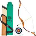 Olfrid Wooden Bow and Arrow for Kids Archery Games, Kids Bow and Arrow Set with 10 Arrows, 3 Targets, Quiver & Storage Bag, Kids Archery Set Toy for Left Or Right Handers Sports & Outdoor Play pack of 3