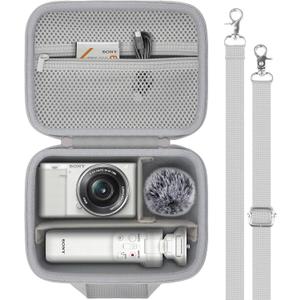For Sony ZV-E10/ZV-E1/ZV-E10 II Vlog Digital Camera Hard Carrying Case,Compatible with Tripod(GP-VPT2BT),Microphone,Camera Len and Accrssory(White Case)