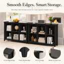 6 Cube Storage Bookcase, Wood Modern Horizontal Bookshelf, Rounded Corners, 43.35" W x 11.81" D x 30.12" H