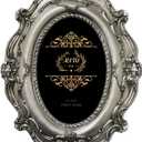 Vintage Oval Picture Frame 4x6 Antique Photo Frame Table Top Display and Wall Hanging Home Decor (Silver)