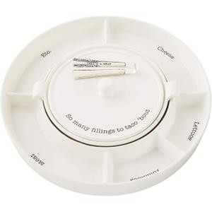 Mud Pie Taco Bar And Tortilla Warmer, 2" x 15" dia | tongs 7", White