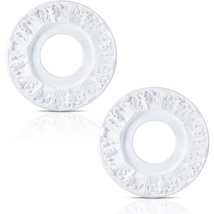2 Pieces Ceiling Medallion Molded White PU Ceiling Medallions for Light Fixtures Cover Decorative Plate for Replacement Canopies Home Chandelier Fans 10"OD x3.5"ID